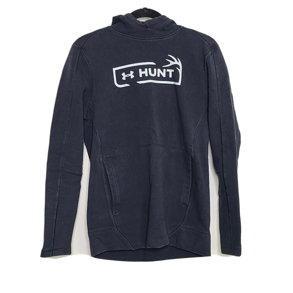 Men's Small Under Armour Hoodie Sweatshirt Black Hunt Loose Threadborne